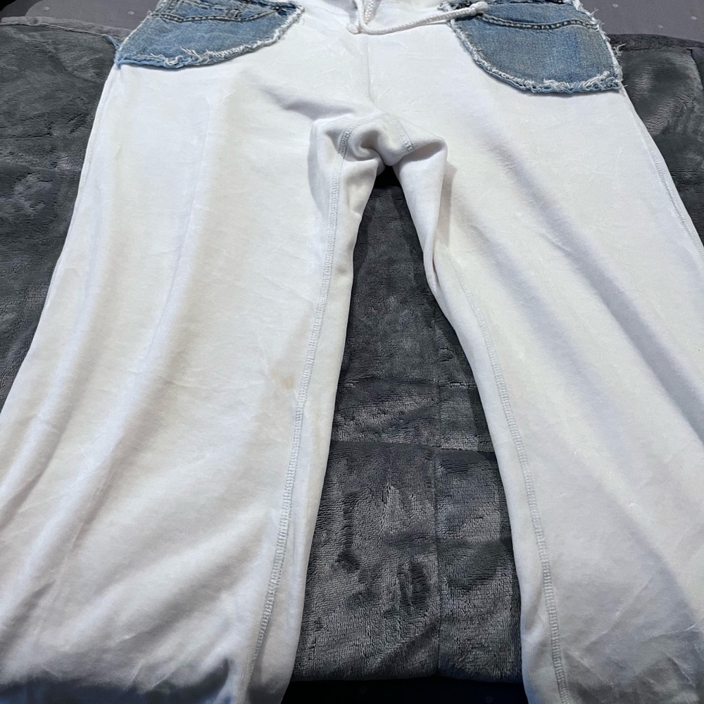 Riley velour pant with Denim detail